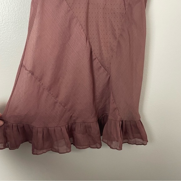 Lilly Lou Blouse – Lace Scoop Neck, Sheer & Flowing, Ruffled Hem – Rose - Picture 3 of 9